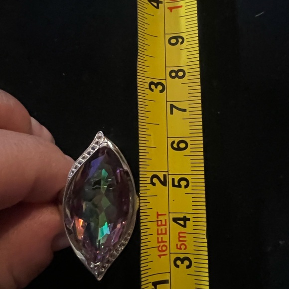3 pc BEAUTIFUL STERLING SILVER & LARGE MYSTIC TOPAZ RING 8 & Pendant 14CTW ea - Picture 8 of 8